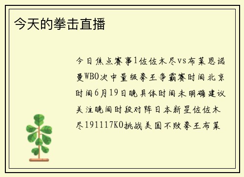 今天的拳击直播